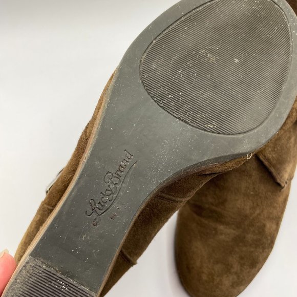 LUCKY Brand Size 6 Ankle Buckle Boots Brown Suede - Picture 6 of 7